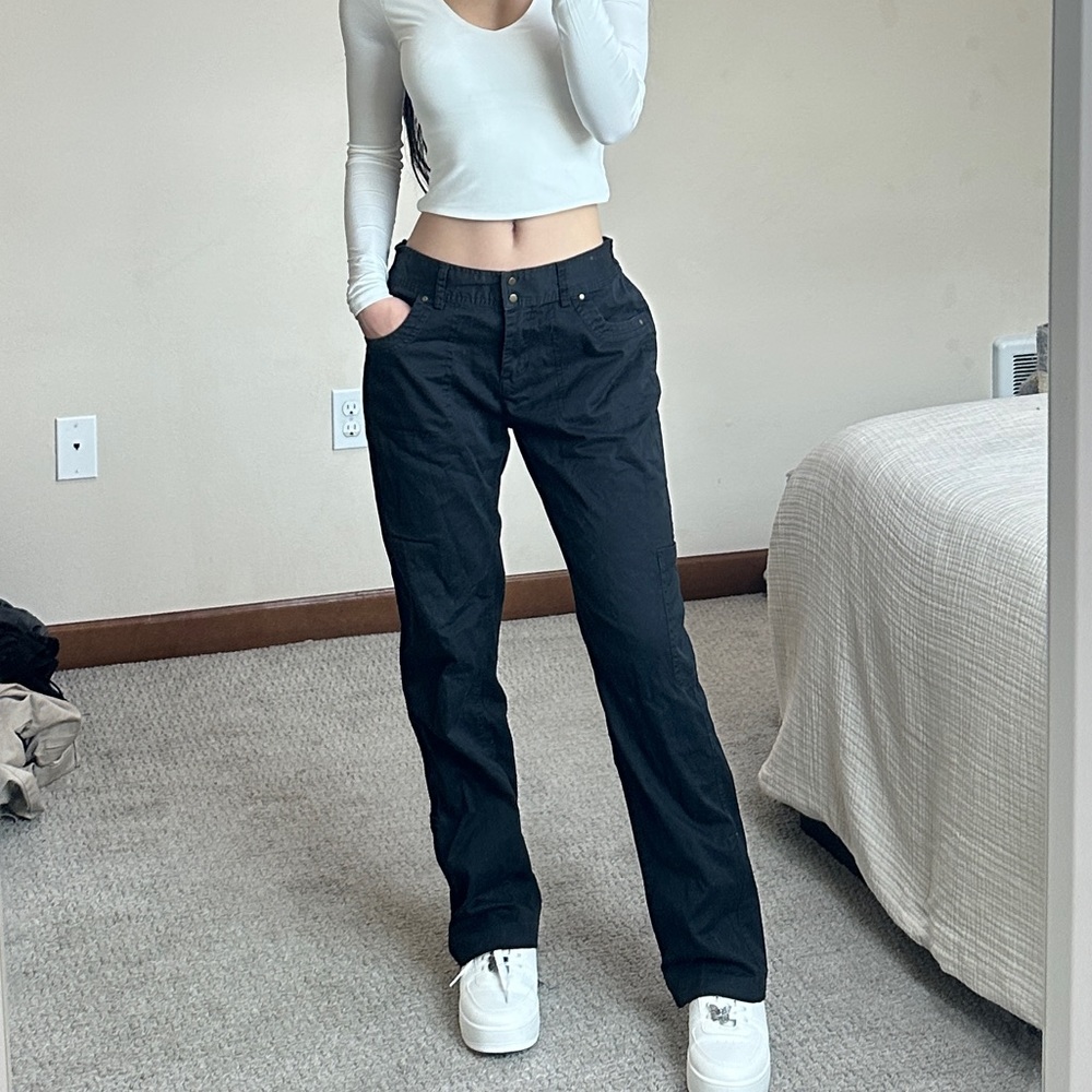 Conbipel Black Straight Leg Cargo Pants